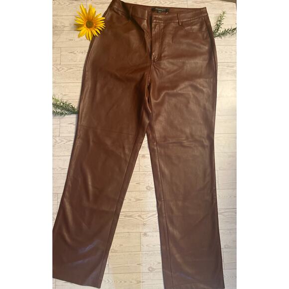 Marc New York Andrew Marc Women’s Faux Leather Pants Brown Size 10 - Picture 1 of 8